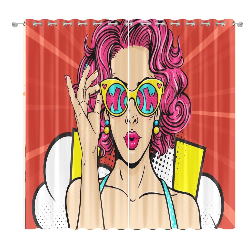 African American Female Curtain Fabric Bedroom Living Room Balcony Blackout Curtain Office Hotel Insulation Curtain