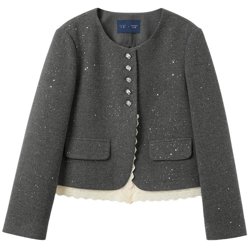 Sancai Damen Winter Kurzmantel aus Wollmischung Übergröße