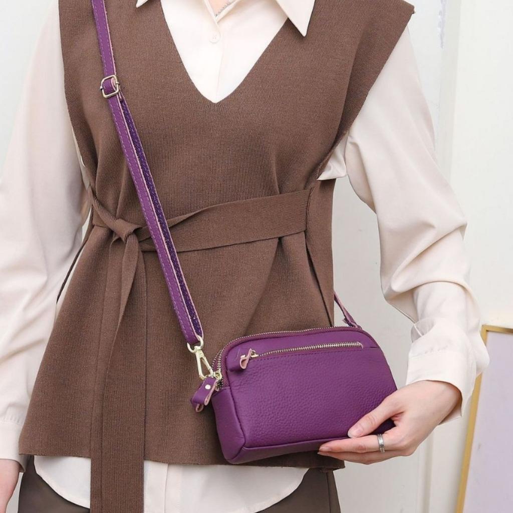 Square Bag Soft Leather, Fashionable Women's Shoulder Crossbody Practical Handbag