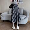 Maillard Retro Plaid Wool A-Line Skirt - Women's Mid-Length for Autumn/Winter