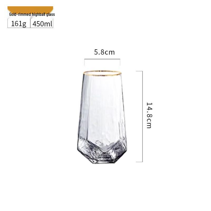 Shangqi Hammered Gold Rim Crystal Champagne Flutes (Set of 2)