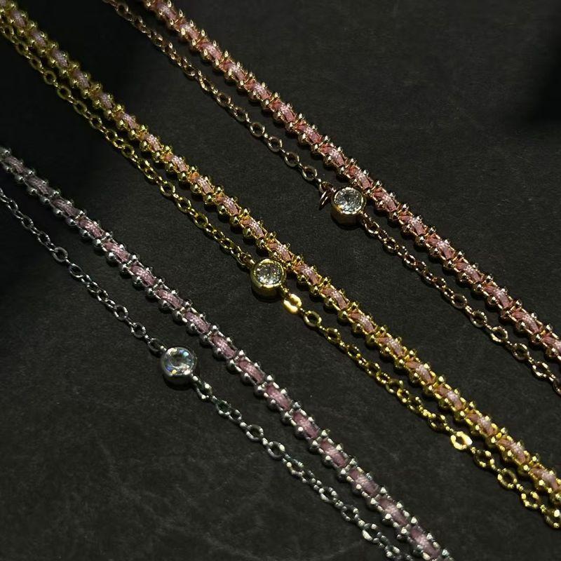 

Французский стиль Плетеный двухслойный браслет Год Змеи Красный ремешок Легкая роскошь Ремешок с бриллиантами Двойной Модный Простой Нишевый Gold chain red rope