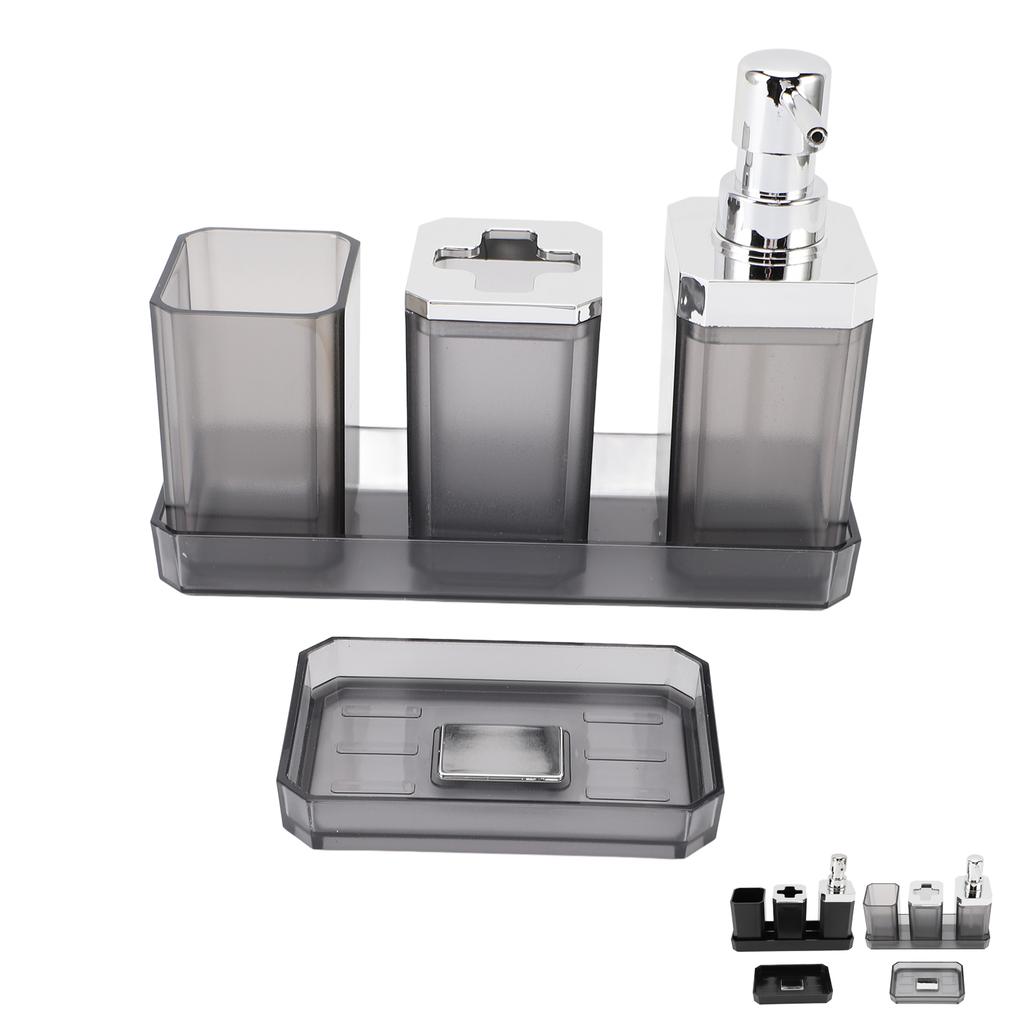 Badezimmer-Accessoires-Set Bad-Ensemble-Set mit Zahnbürstenhalter Becher Lotion-Flaschen Seifenschale Tablett