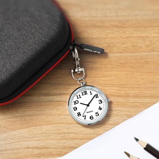 Watch Keychain Circular Dial High Precision Quartz Movement Pointer Silent Watch Compact Hook Keyring Watch