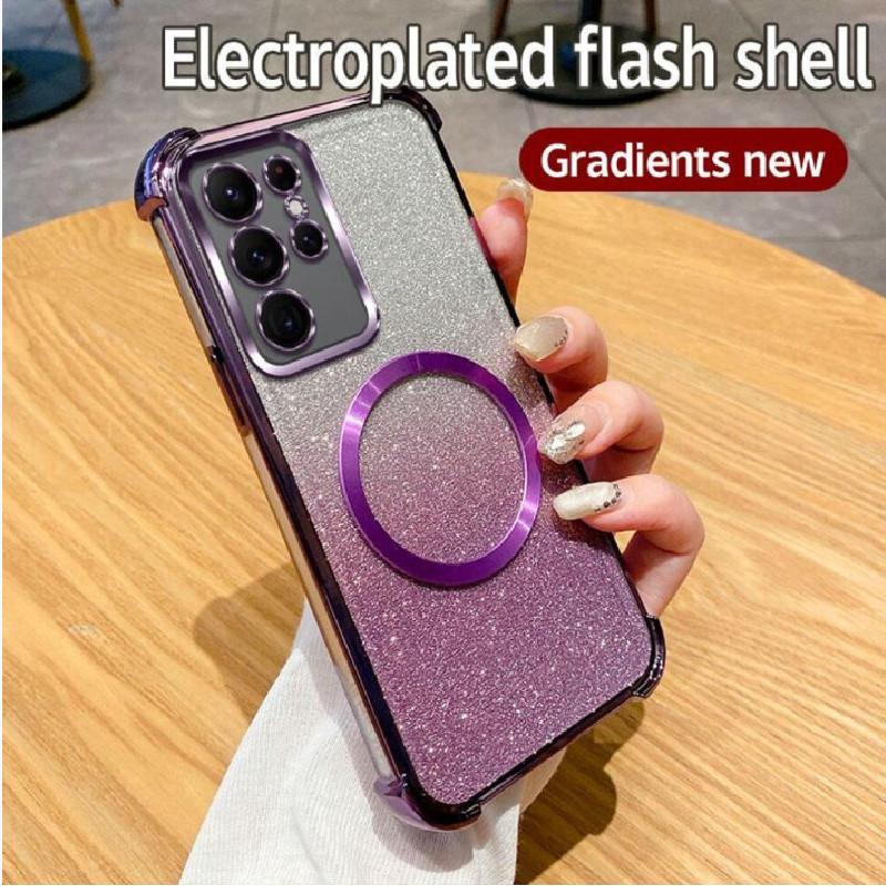 Galaxy Samsung For A06 Gradient Color Clear Shockproof Magnetic Ring Phone Case