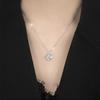 White Gold Heart & Four-Leaf Clover Necklace - Elegant Pendant Gift for Girlfriend