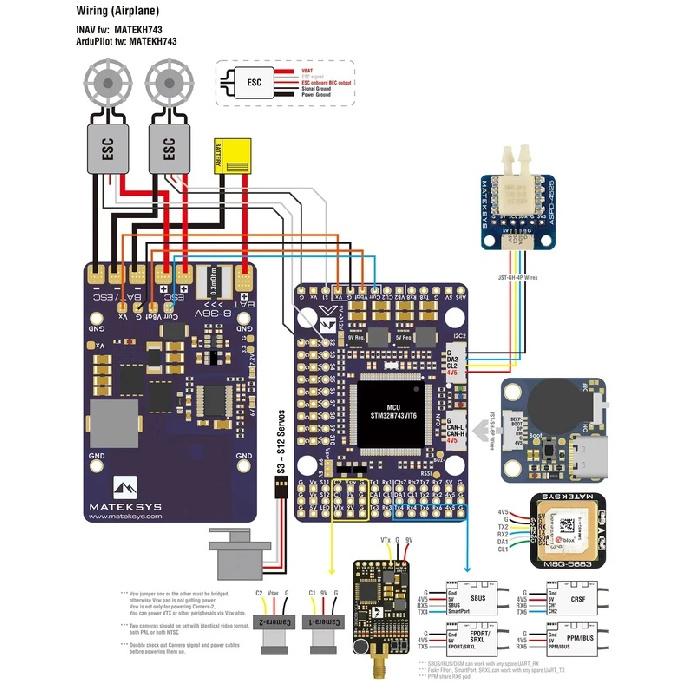 MATEK System H743-WING V3 STM32H743VIT6 3-8S Built-in OSD Baro Flight Controller For RC Multirotor Fixed-Wing Drones Model