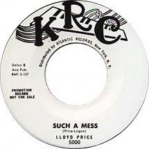 

7inch Record LLOYD PRICE - Such A Mess / The Chicken & The Bop 5000 KRC US Soul/Funk Used