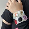 Colorful Acrylic Inlaid Quartz Stone Open Bracelet Fashionable Trendy And Personalized Jewelry Gift For Friends