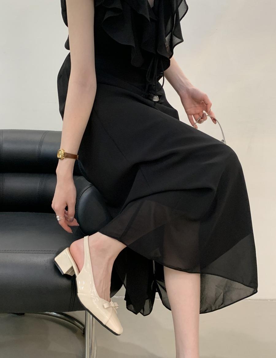 

High heels women s bag head empty sandals spring and autumn new bow square head thick heel fashion single shoes thick heel sandals 39 абрикосовый