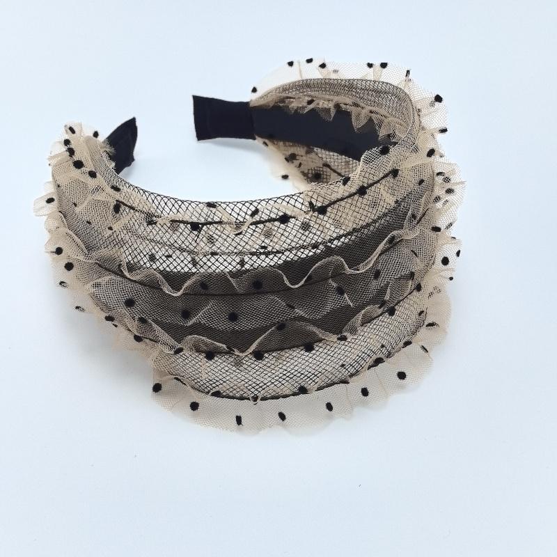 Trendy French Style Lace Wide Band Polka Dot Mesh Hollow Headband Chic and Elegant Fashionable and Romantic Hairbands for Women