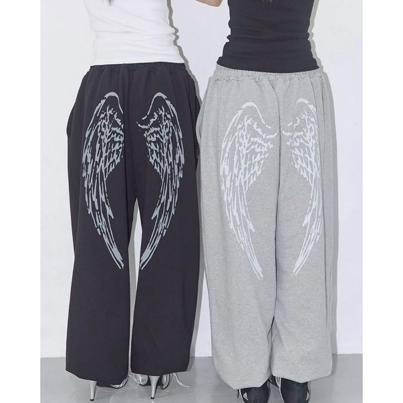 Womens High Street Hip Hop Loose Straight Leg Casual Pants