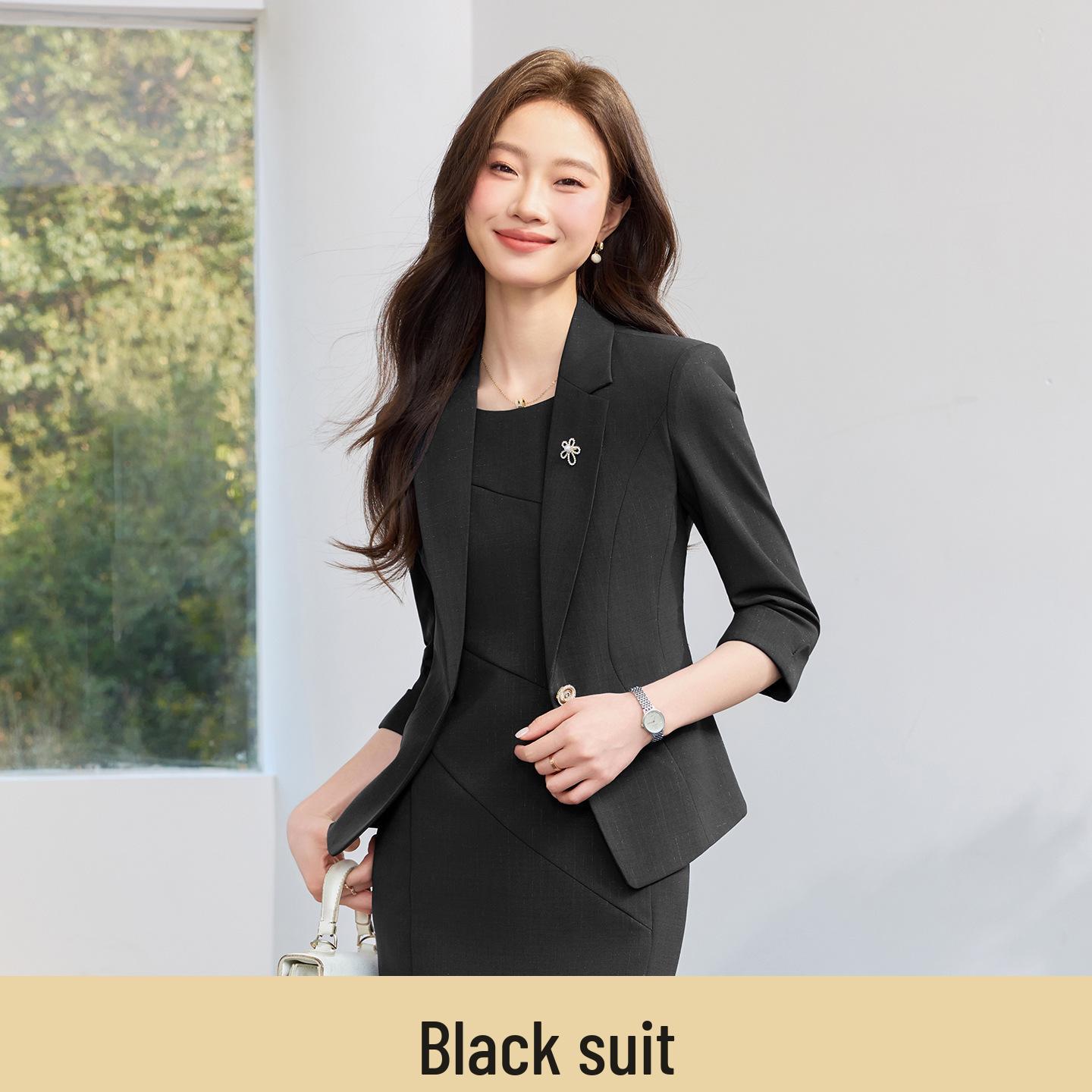 Three-Quarter Sleeve Women s Two-Piece Suit Dress Set - Spring/Summer/Autumn Professional Wear Large