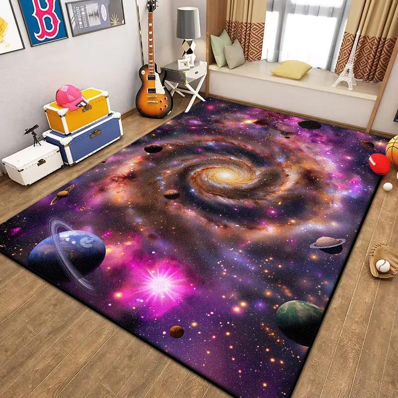 Universe Space Stars Rug for Living Room Black Hole Galaxy Earth Milky Way Carpet Bedroom Sofa Decoration Non-slip Floor Mat