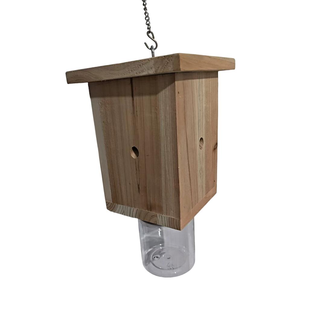 1 PCS Wood Carpenter Bee Trap For Outside - Natural Hanging Carpenter Bee Traps Outdoor With Plastic Collection Jar, Best Bee Trap For House - Insect