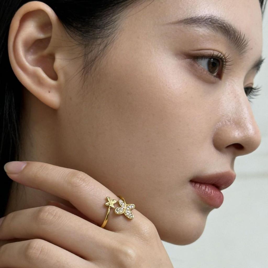 Butterfly Series Gold Open Ring - Women's Fashion Jewelry Index Finger Ring