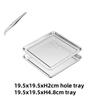 Stainless Steel Rectangle Dinner Tea Tray Double 2 Layer Dumpling Oil Leaking Hole Basin Steaming Draining Hole Plate with Basin