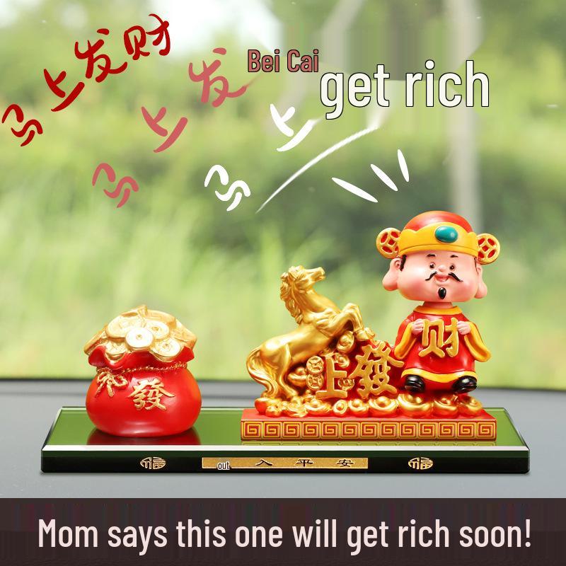 Shaking Head God of Wealth Car Ornament - New Year Fortune Desktop Decoration