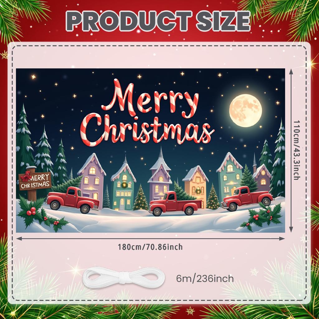 Photo Prop Cozy Design Santa Claus Banner Festive Decor Colorful Lights Christmas Banner For Home Decoration Event Decor Indoor