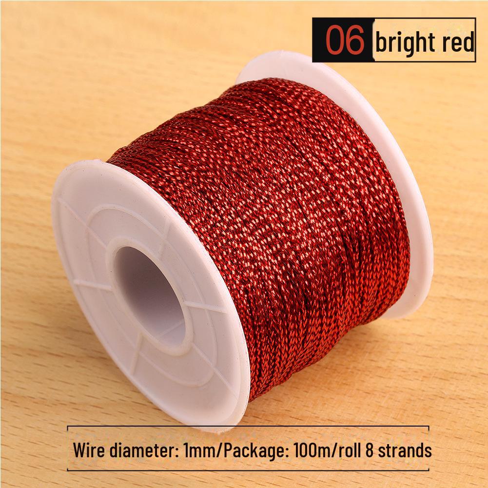 

Веревка для подарочной коробки из золотых и серебряных нитей, сотканная вручную, 8 прядей, неэластичная, 1 мм