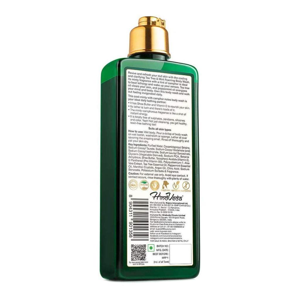 Shower Gel with Tea Tree and Mint (250 Ml), Tea Tree & Mint Foaming Body Wash, WOW Skin Science