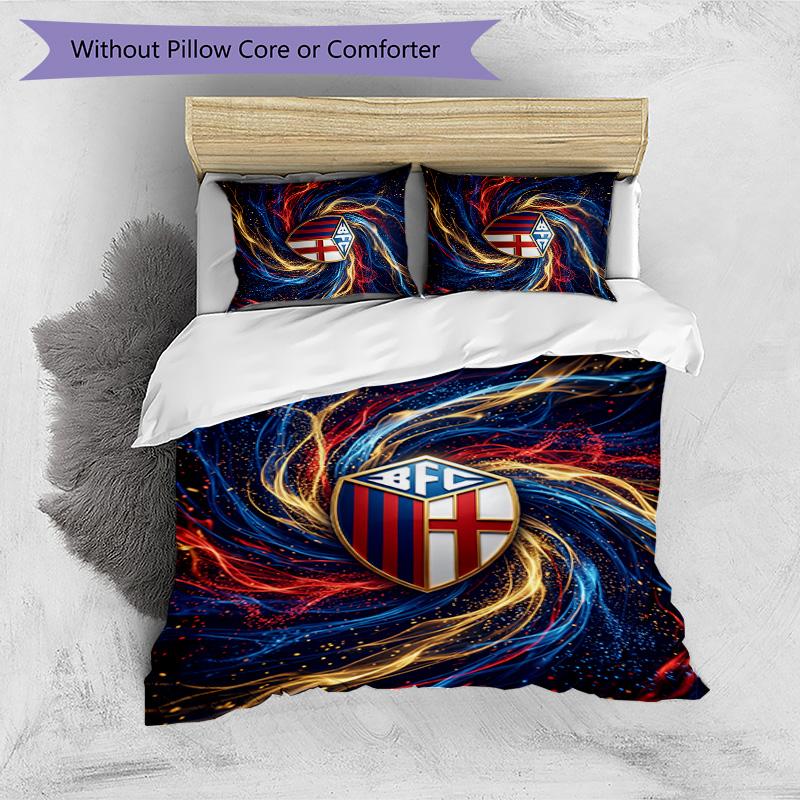 Bologna FC Printed 3PCS Bedding Set Breathable Duvet Cover with Pillowcases Decorative Bed Linen for Bedroom Home