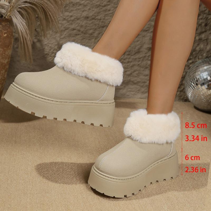 Fashion New Womens Snow Boots Fashion Thick Bottom Cotton Boots Plush Warm Winter Boots for Women Suede Casual Ankle Booties Botas Mujer