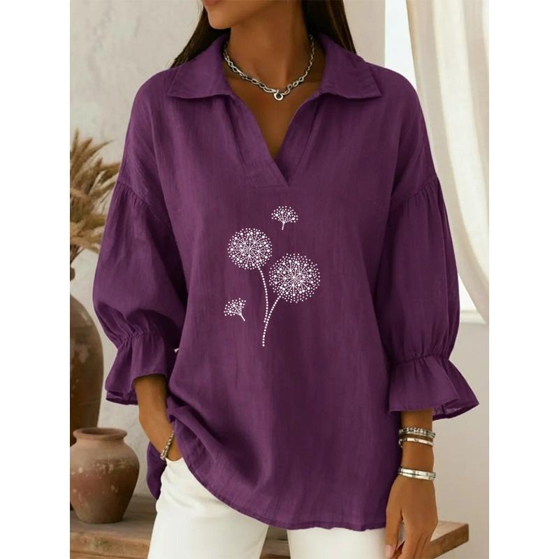 JPNTKY Women's Fashion Casual Summer Spring POLO Neck 3/4 Sleeves Blouses & Shirts