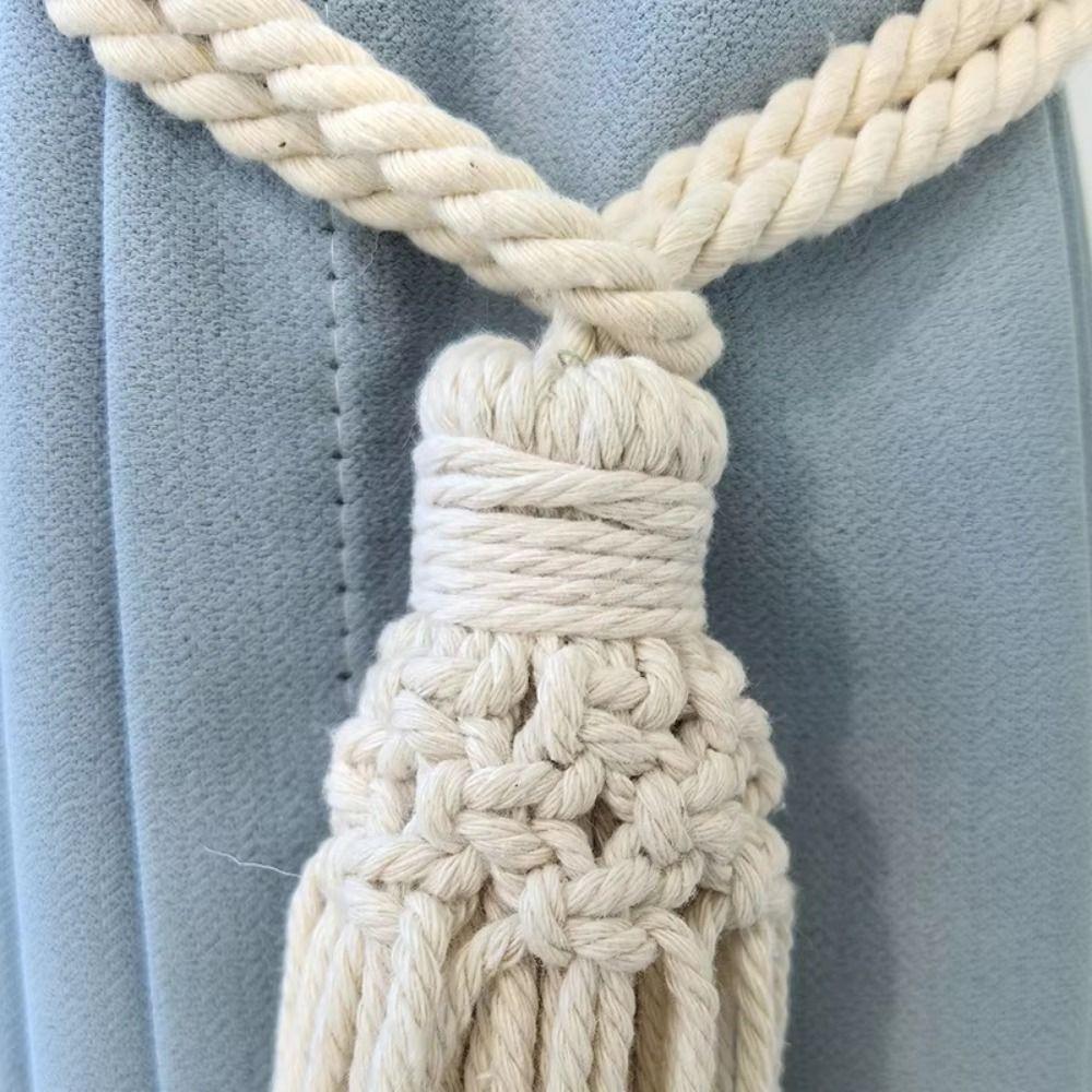 2Pcs Minimalist Macrame Curtain Tiebacks Boho Style Boho Curtain Tiebacks Farmhouse Decor