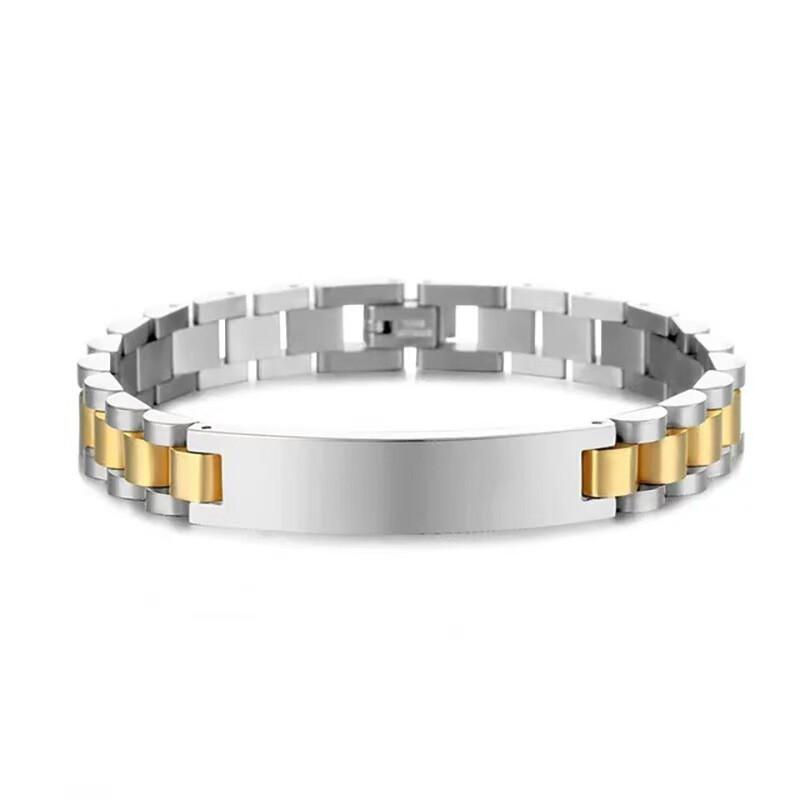 Geometrisches Edelstahlarmband für Herren Mit Personalisierbarer Gravurplatte Minimalistisch Mode