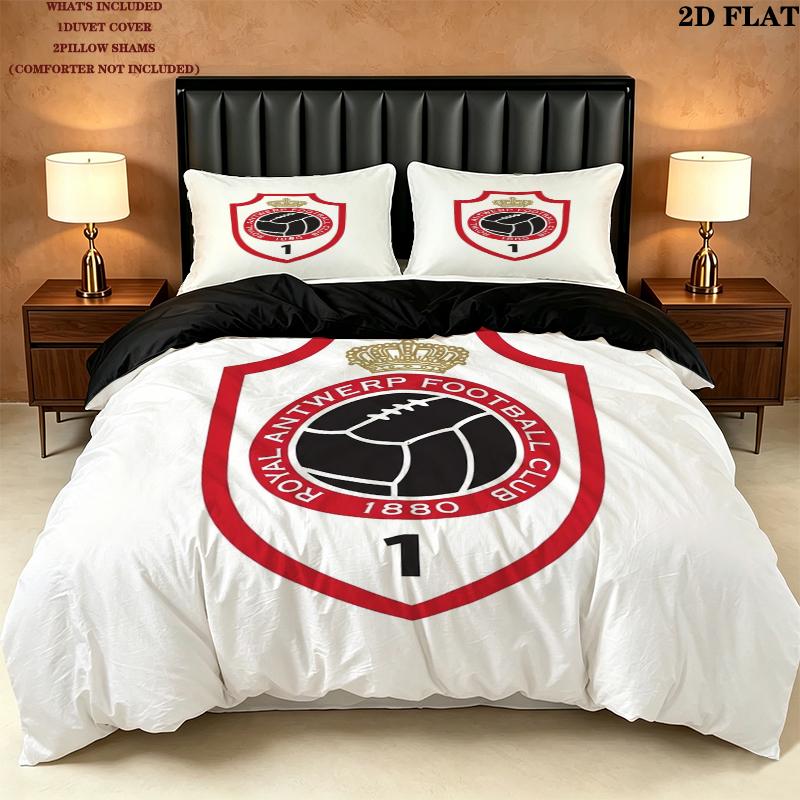 Royal Antwerp Fc Pattern Bedding uilt Set uilt Cover Pillowcase Home Decoration Birthday Gift (1 * duvet cover + 2 * pillowcase without core)