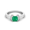 2.02 Cts Cushion Shape Emerald Art Deco Shank 925 Sterling Silver Wedding Women Ring