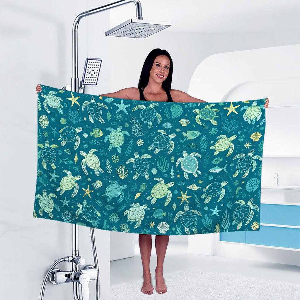 sea turtle Print Towel Sport QuickDrying Super Absorbent Camping Towel Super Soft Lightweight Gym Swimming Yoga Beach Towel