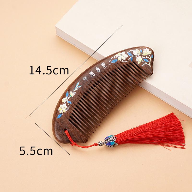 Black Gold Sandalwood Comb Set: Meridian Massage Hair Care & Creative Gift for Mom