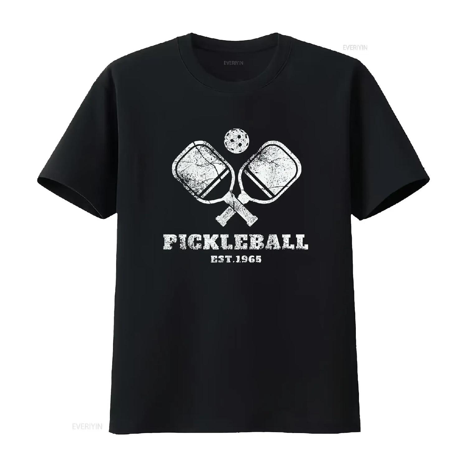 

Pickleball Est Vintage Distressed Apparel Trendy Women s T Shirt with Fun Prints vintage Washed homme Comfortable fashion S чёрный