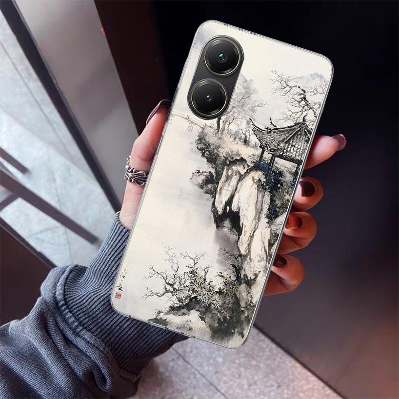 

Chinese Style ink Painting Art Phone Case For Xiaomi Poco X7 X6 X5 Pro F7 Ultra Redmi 15C 15 13 13C 12 12C 10 10A 10C 9 9A 9C 9T Redmi 10
