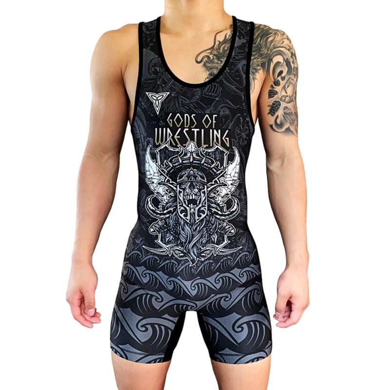 Mens Compression Wrestling Singlet Weightlifting Training Competition Swimwear