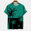 T-shirt Hawaiana da Uomo Stampata 3D, Maglietta Casual Estiva a Maniche Corte con Girocollo, Top con Stampa di Palma