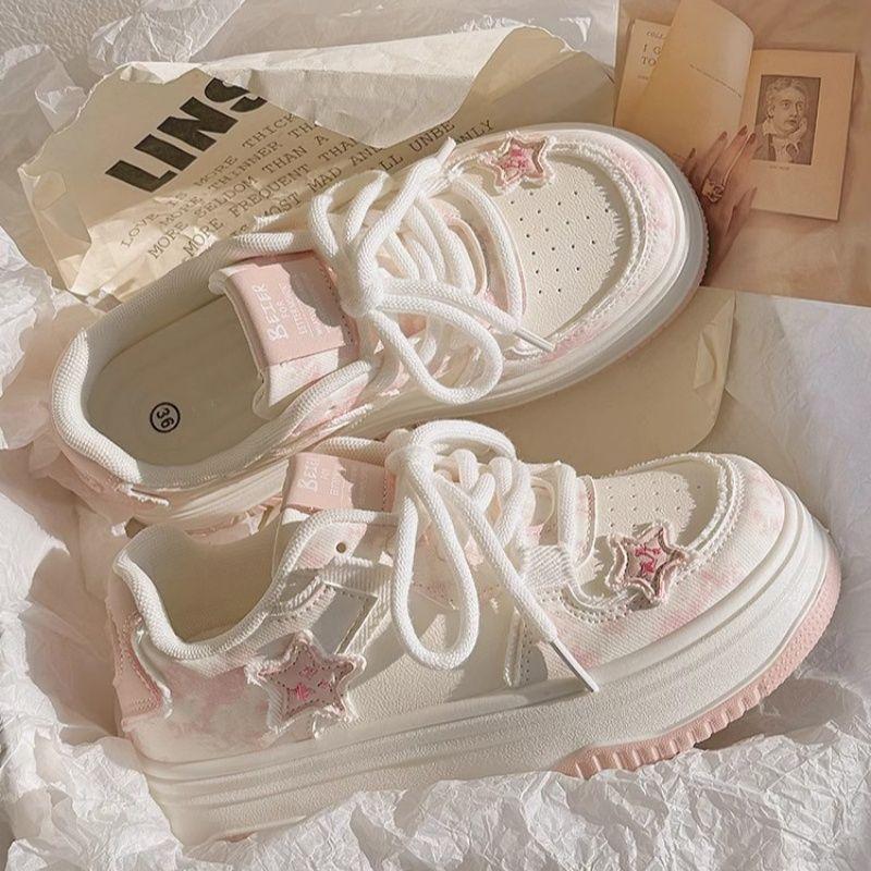 Wasteland Wind Spring and Autumn New Canvas Shoes Pink Shoes Platform Niche Sports Board Shoes