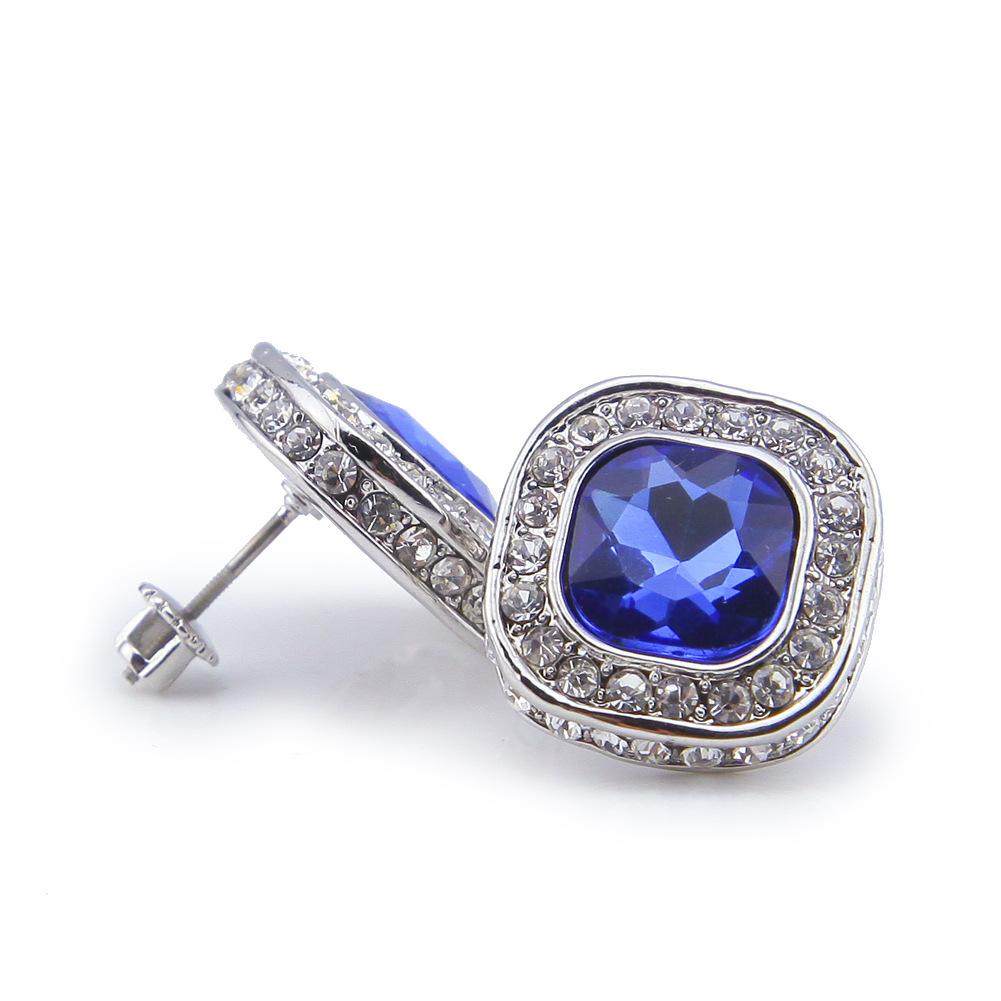 Orecchini a bottone stile gemma Hiphop da uomo nuovi Bling Ice Blue Ruby Vendita calda Accessori per orecchini Hip Hop