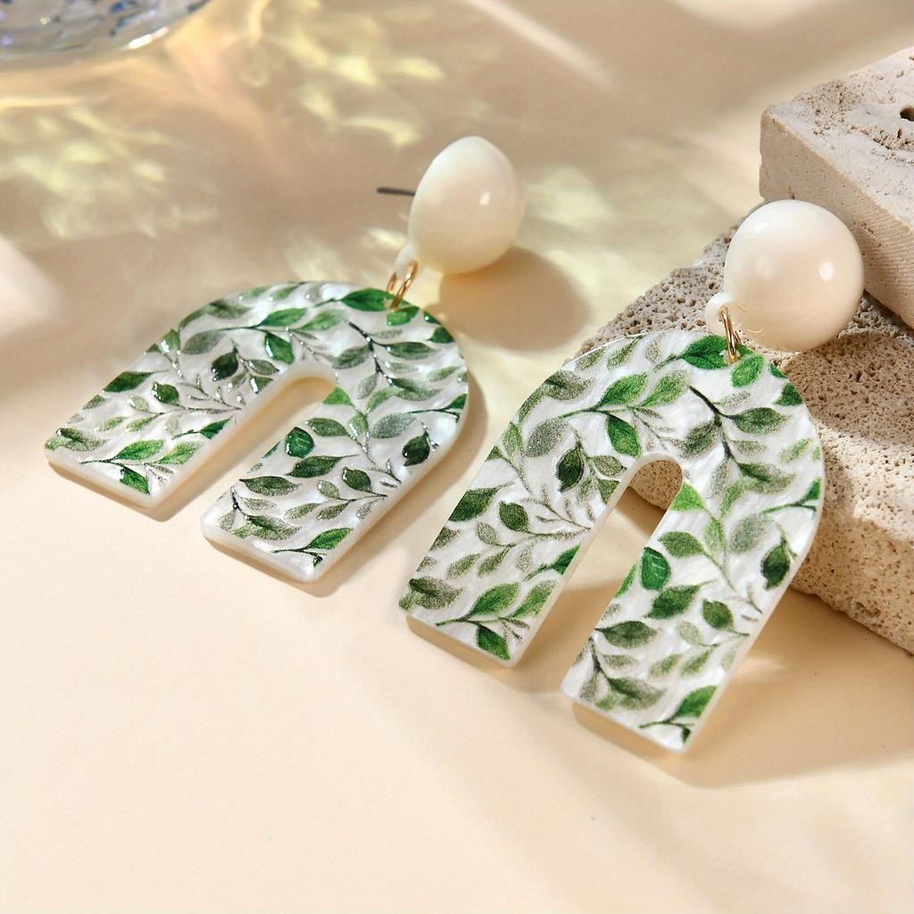 Geometric Acrylic Earrings Pendientes Earring For Women Retro Flower Contrast Color Square Earrings Acrylic Candy Color Earrings
