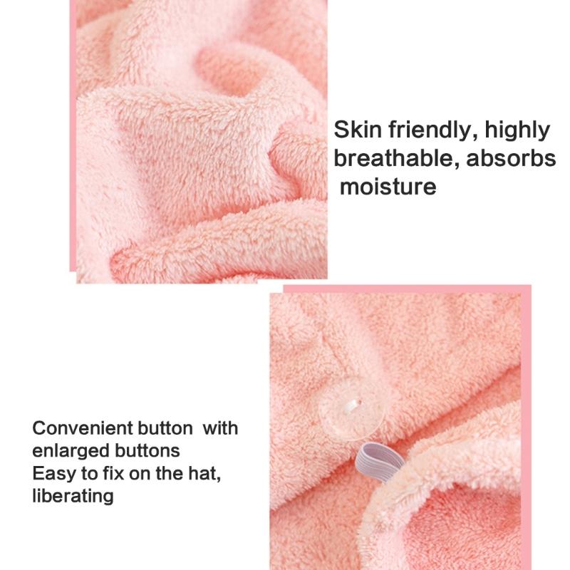 1PC Microfibre Hair Towels, Hair Towel, Turban Towel with Button, Hair Turban Kids Super Absorbent Towels for Women
