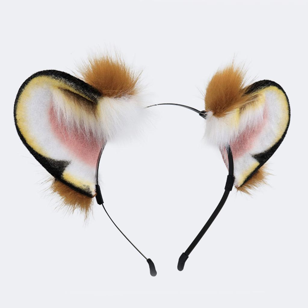 Furry Plush Tiger Ear Headband for Halloween Anime Maid Hairhoop Roleplaying Game Character Hairdband for Photography