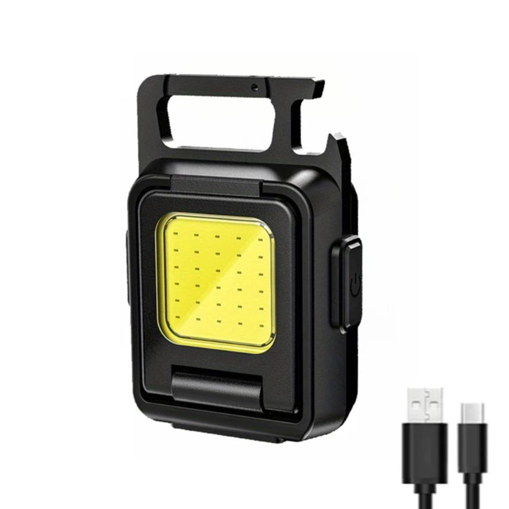 Double Sided COB Flashlight USB Rechargeable Keychain Light Torch Work Light Multifunctional 90° Rotation Camping Repair Lantern