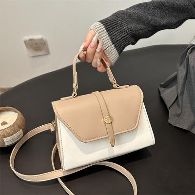 Mode einfache Kontrastfarbe Textur Handtasche kleine quadratische Tasche personalisiertes Farbschema Design einfacher Trend Schulter Umhängetasche Damen