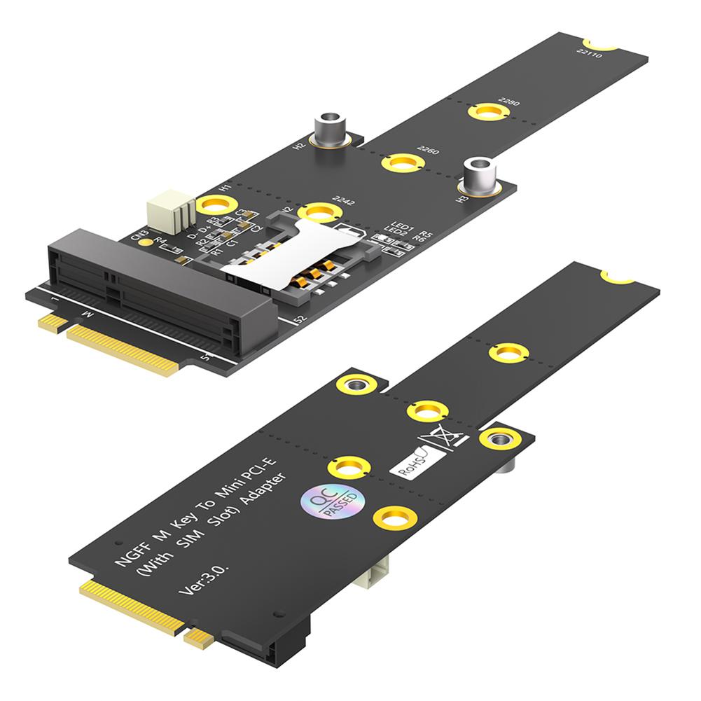 M.2 NGFF Key M To Mini PCI-E Converter Card with Slot for 2242 2260 2280 SSD Hard Drive