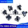 TS-1002 6x6x7mm Through-Hole 4-Pin Tactile Switch SPST 2.6N