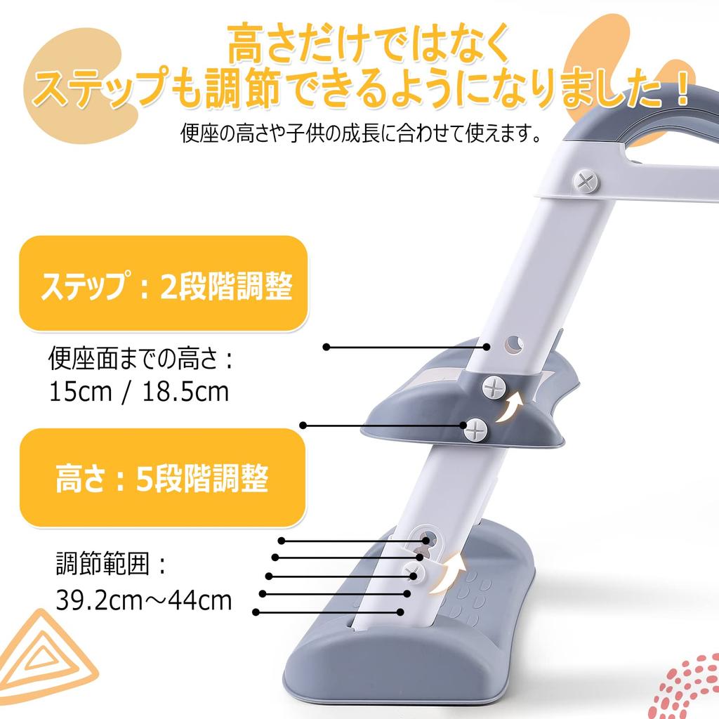 Thinkmax Auxiliary Toilet Seat Toilet Trainer with Steps Retraining Foldable Step Stool Toilet Compatible with Arauno Children's (Gray)