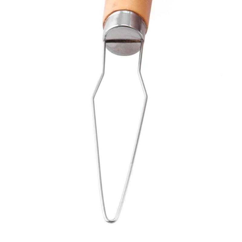Stainless Steel Button Hook with Wooden Handle Buttons Aid Button Assist Device for Shirts Dresses Cardigans Collars