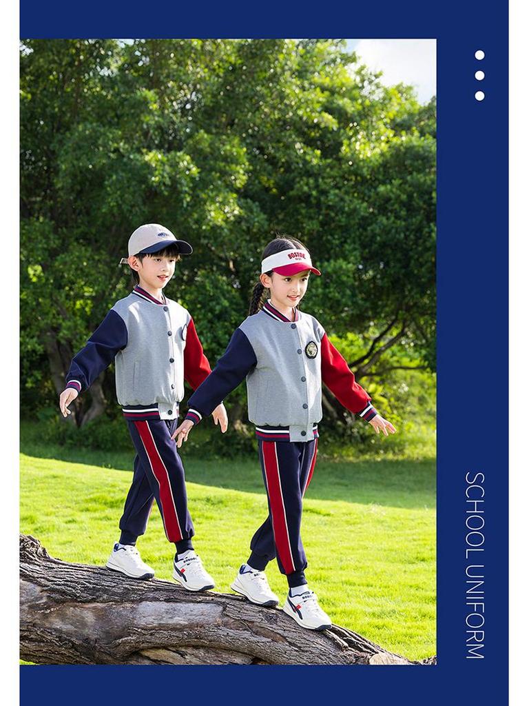 Spring & Autumn Primary School Sports Uniform Set for Kindergarten & First Grade Baseball Performance